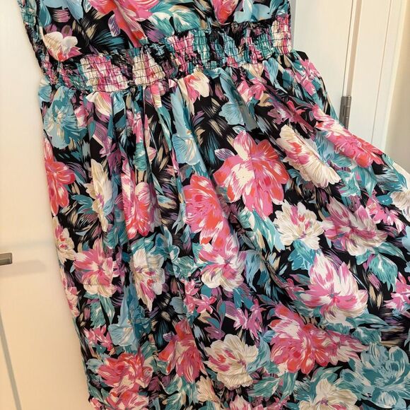 Floral Spaghetti Strap Sundress with Shirred Waist - XL - Picture 12 of 13